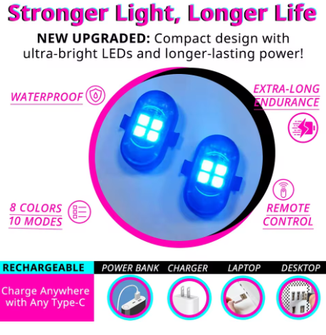 RGB LED Car & Bike Lights (Remote Controlled)